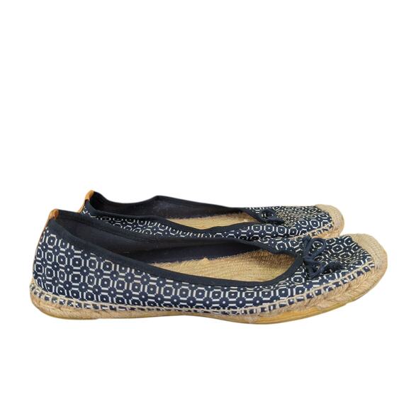 Tory Burch Espadrille Flats Navy Blue Bow Ballet Women 11 Slip-on Casual‎ Summer - Picture 1 of 7